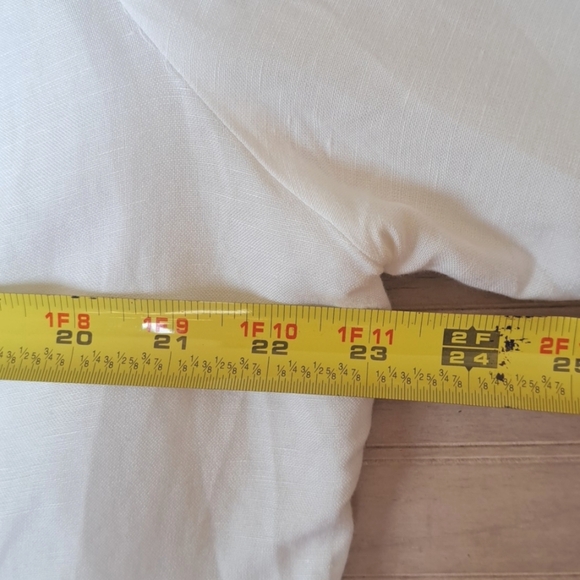 Ruby Rd. Winter White Linen Blend Rosette Detail Beaded Embellished Light Jacket - Picture 12 of 14